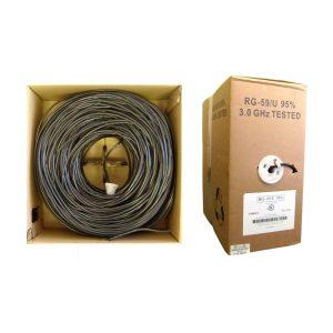 1000ft RG59 20AWG Solid Copper 95 Braid 75 Ohm CMR Bulk Cable – Black