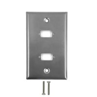 2 Port DB9 size cutout Stainless Steel Wall Plate