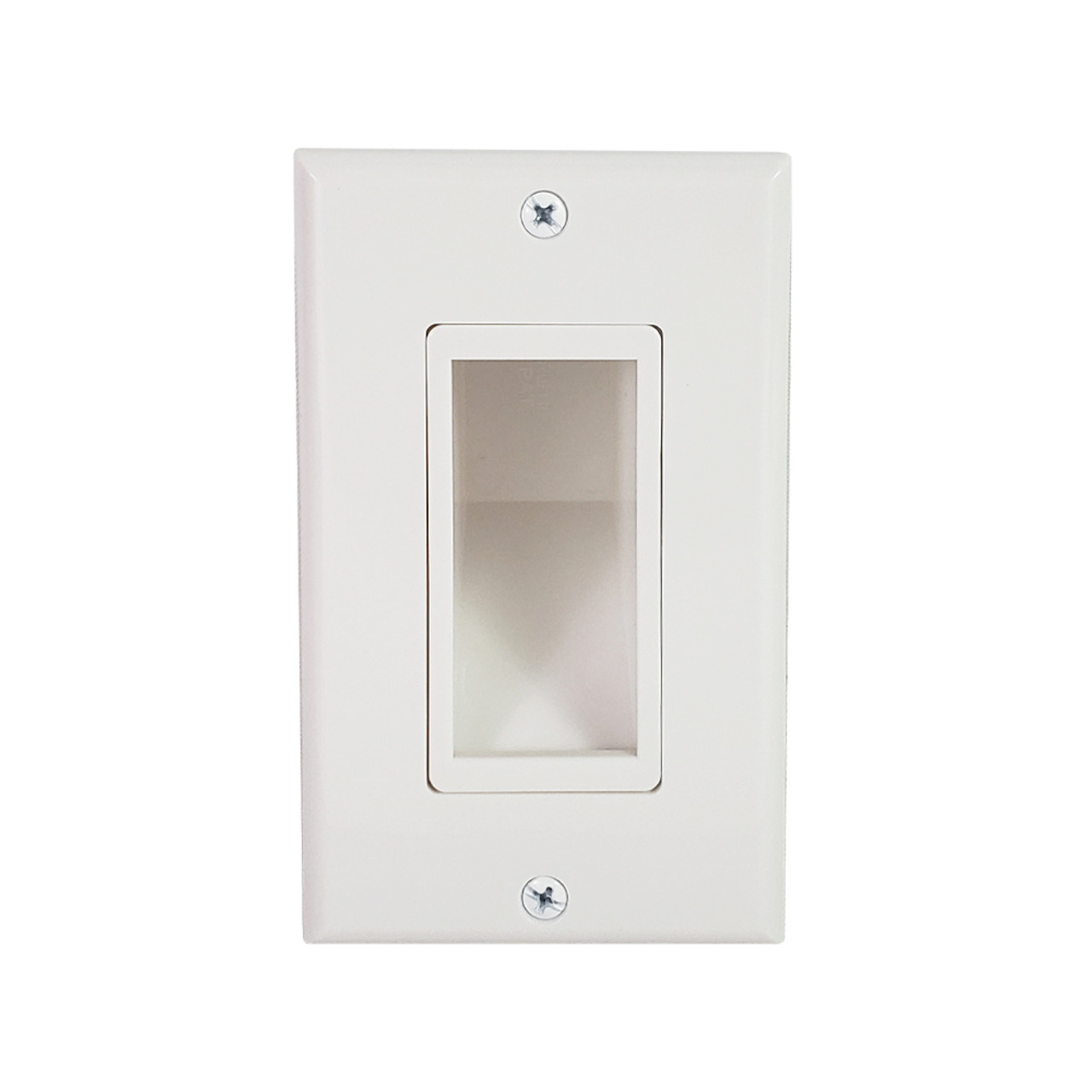 Cable Pass Through Wall Plate with built in Wall Clip Single Gang White