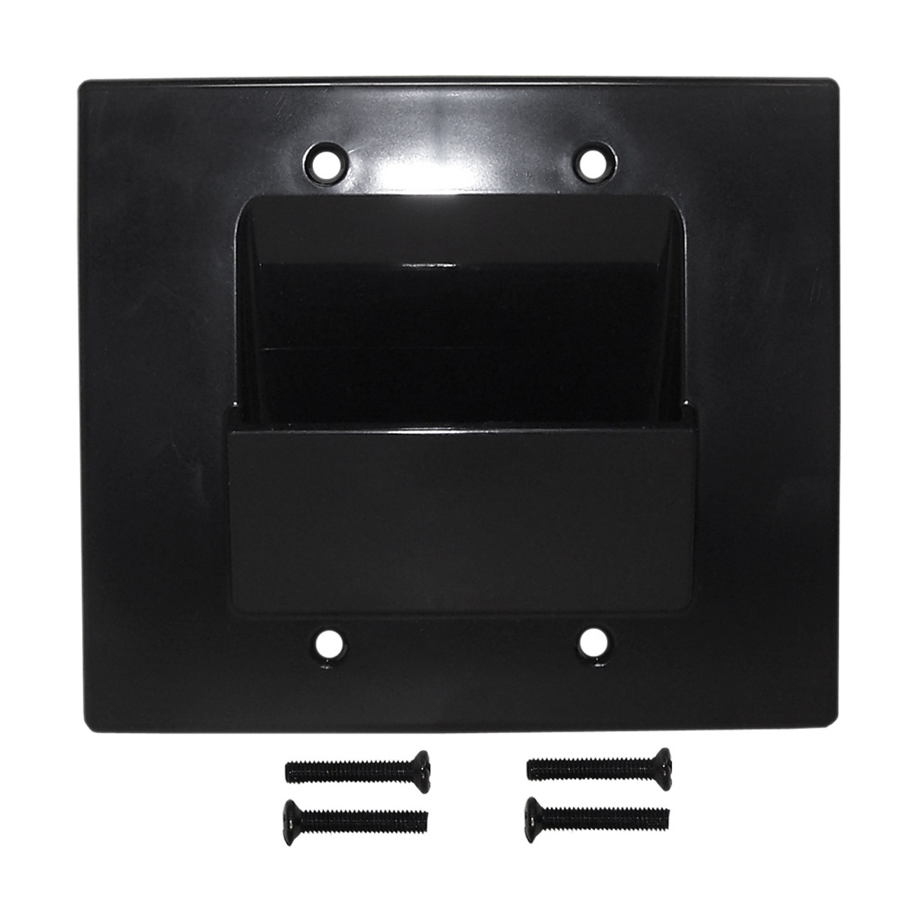Cable Pass through Wall Plate Double Gang Black