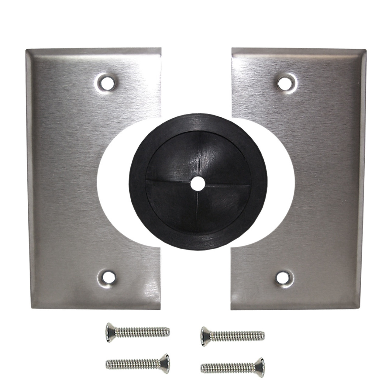 Cable Pass through Wall Plate Double Gang Stainless Steel Split1
