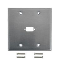 Double Gang 1 Port DB9 size cutout Stainless Steel Wall Plate