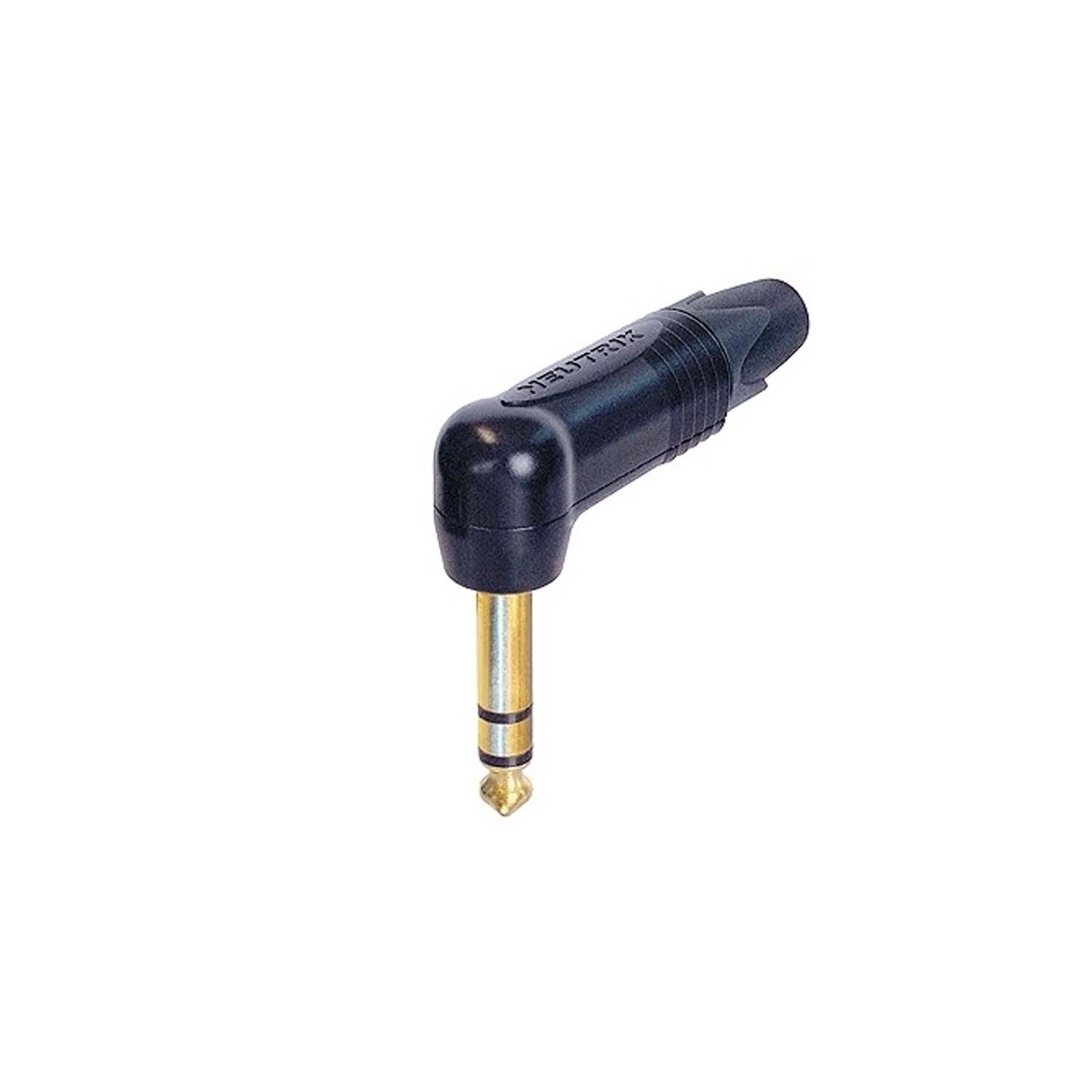 Neutrik 90 degree 14 inch TRS Male Slim Plug Black with Gold Pins