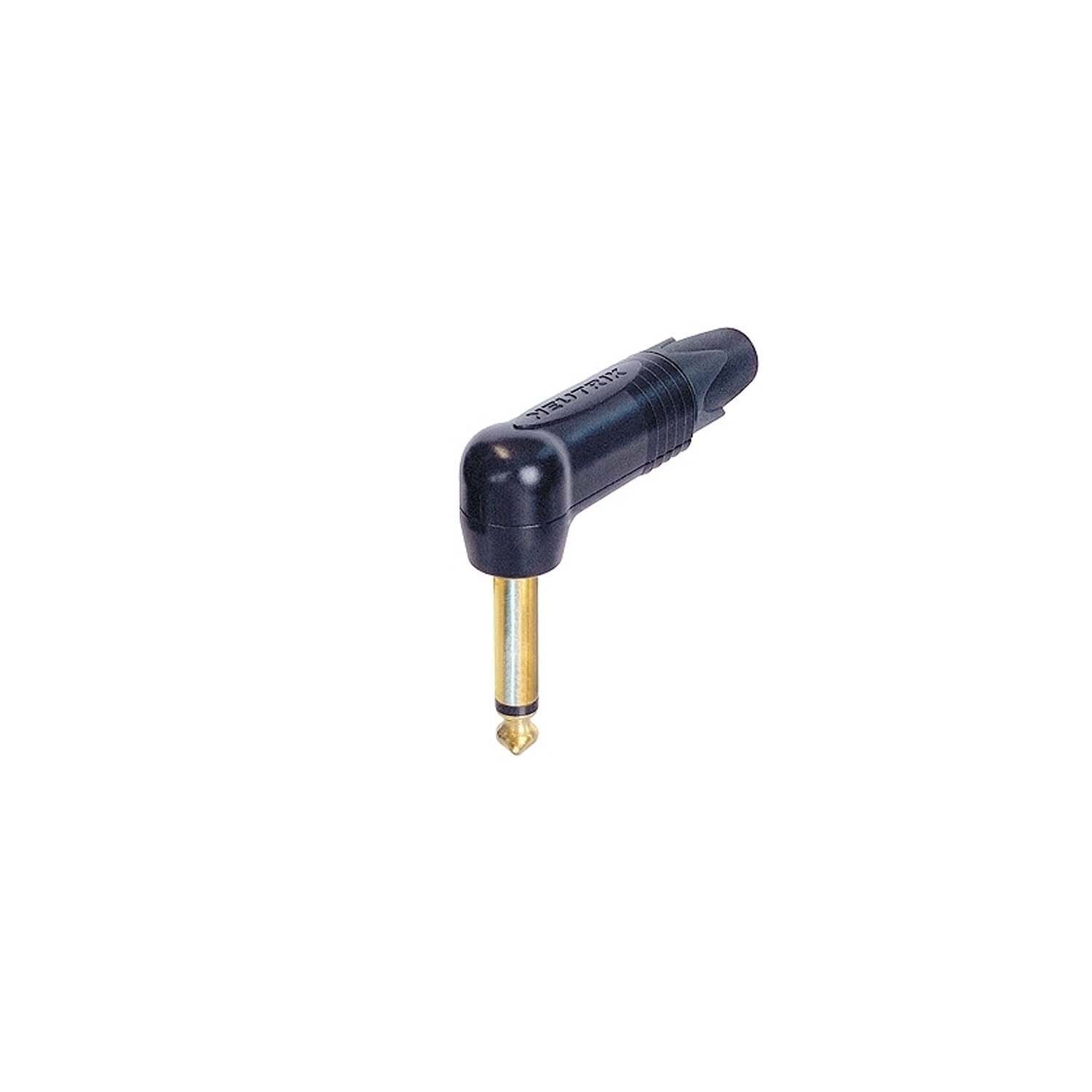 Neutrik 90 degree 14 inch TS Male Slim Plug Black with Gold Pins