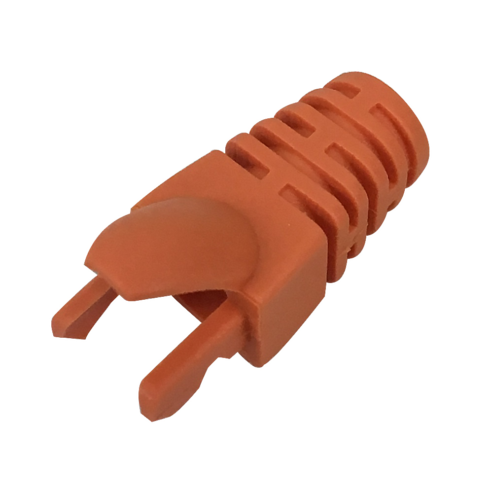 RJ45 Molded Style Cat6 Shielded and CAT6a Boots 7.3mm ID Orange