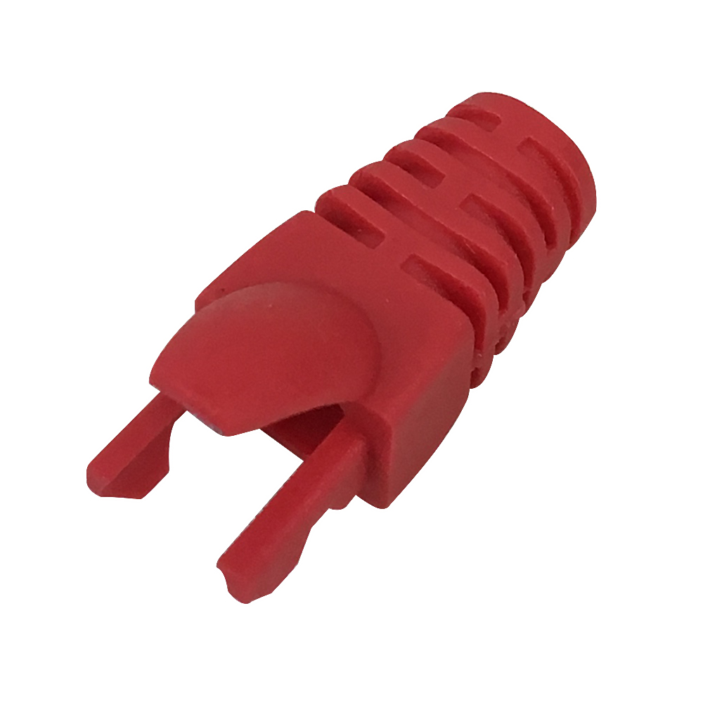 RJ45 Molded Style Cat6 Shielded and CAT6a Boots 7.3mm ID Red