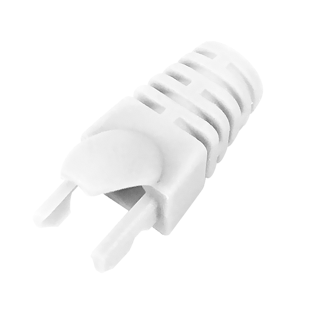 RJ45 Molded Style Cat6 Shielded and CAT6a Boots 7.3mm ID White