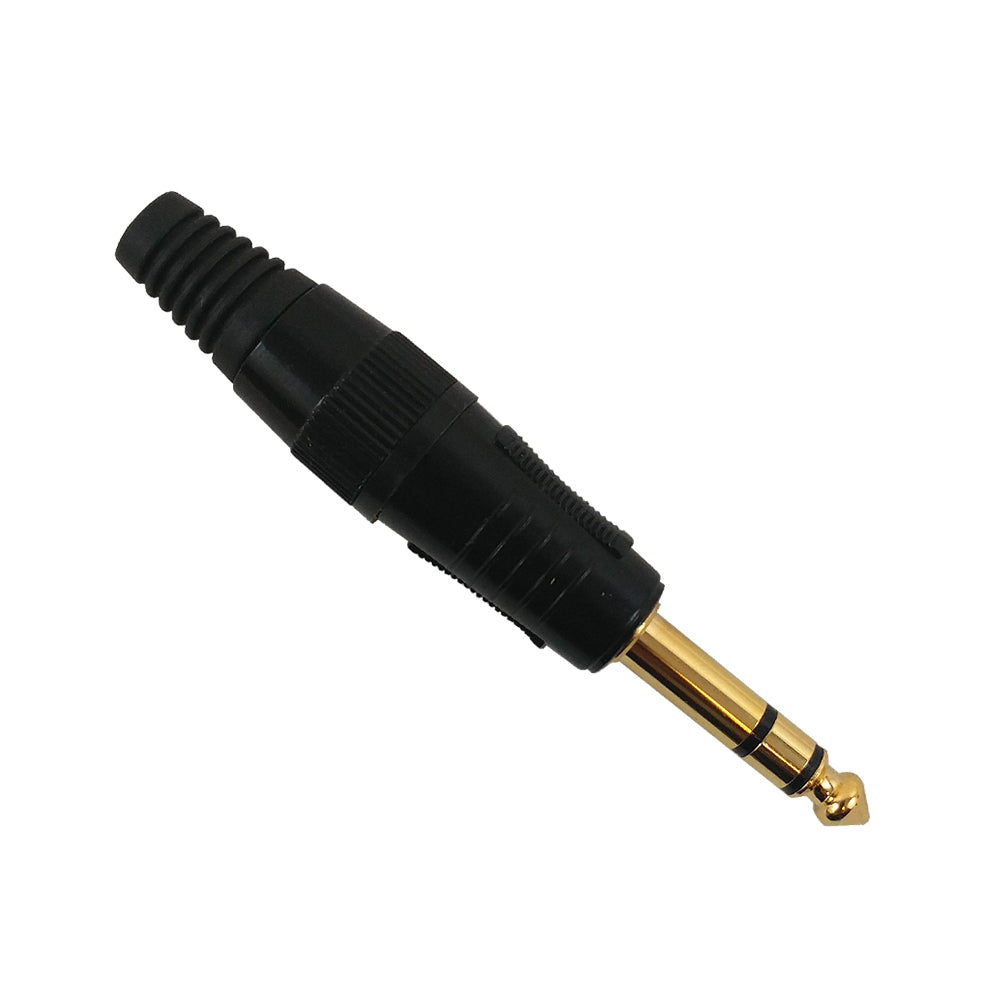 TRS 14 Inch Stereo Male Solder Connector Black