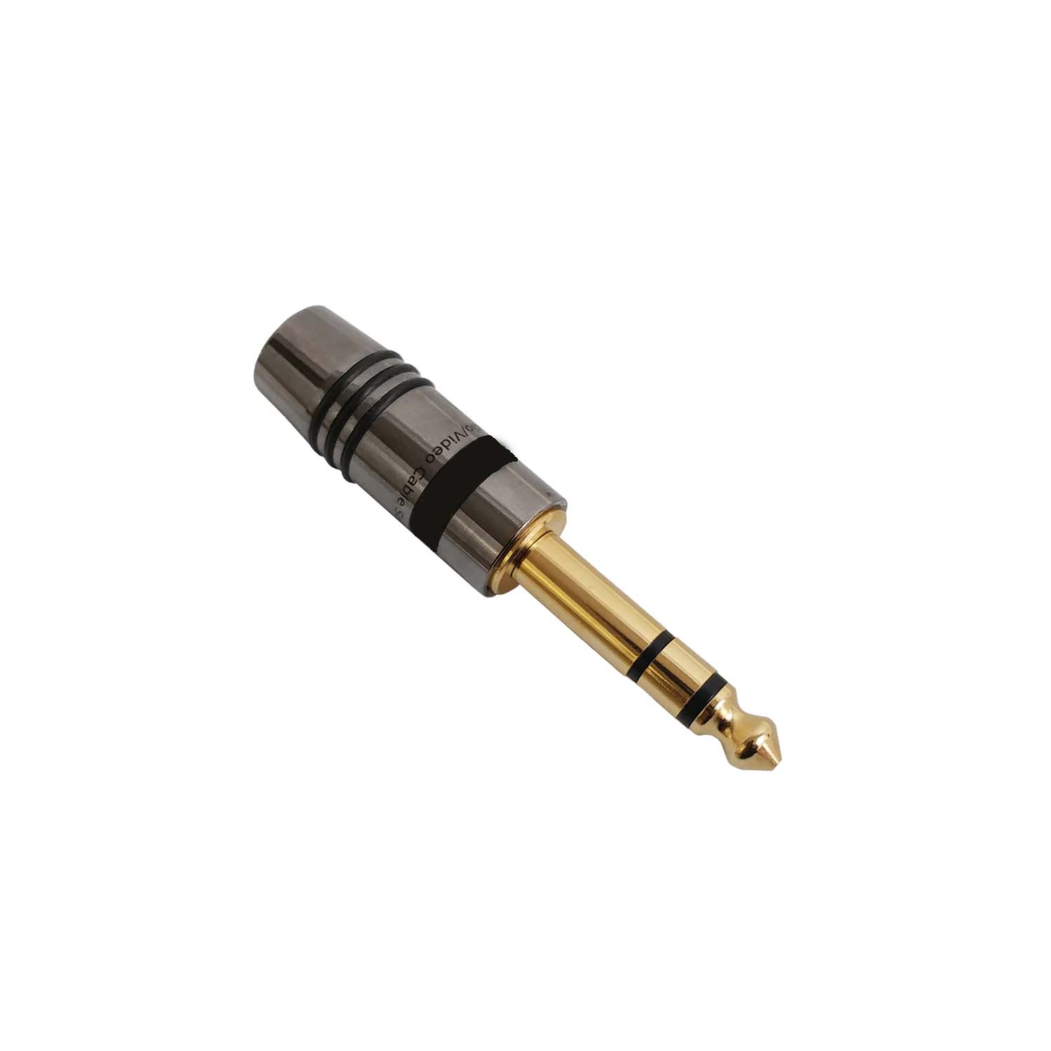 TRS 14 inch Stereo Male Solder Connector 9.5mm ID Black