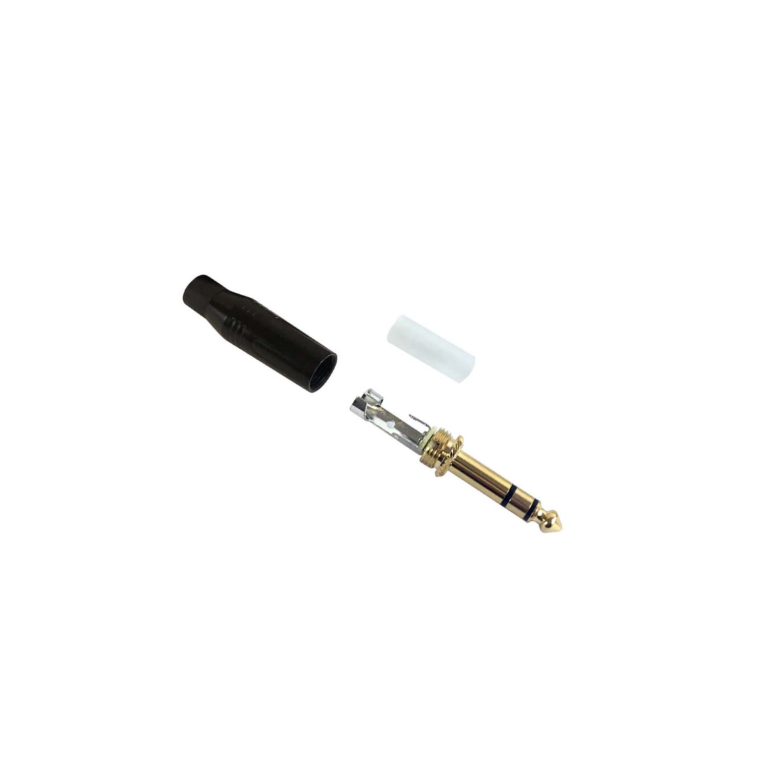 TRS Stereo Male Solder Slim Connector Black Finish Black Ring Gold Plated