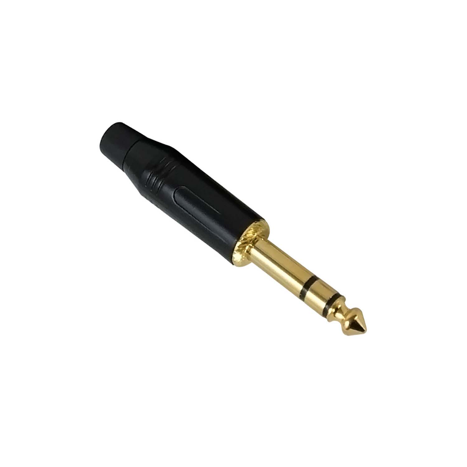 TRS Stereo Male Solder Slim Connector Black Finish Black Ring Gold Plated1