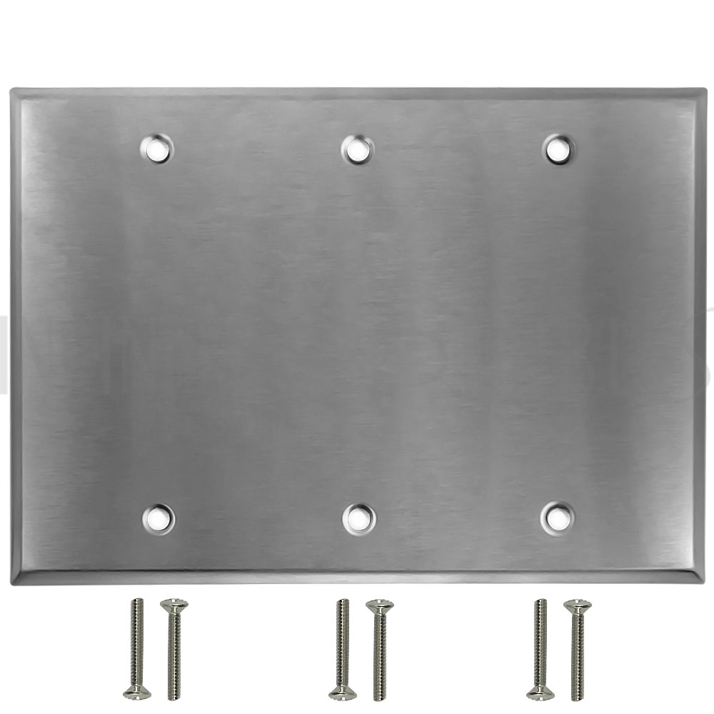 Triple Gang Stainless Steel Wall Plate Solid