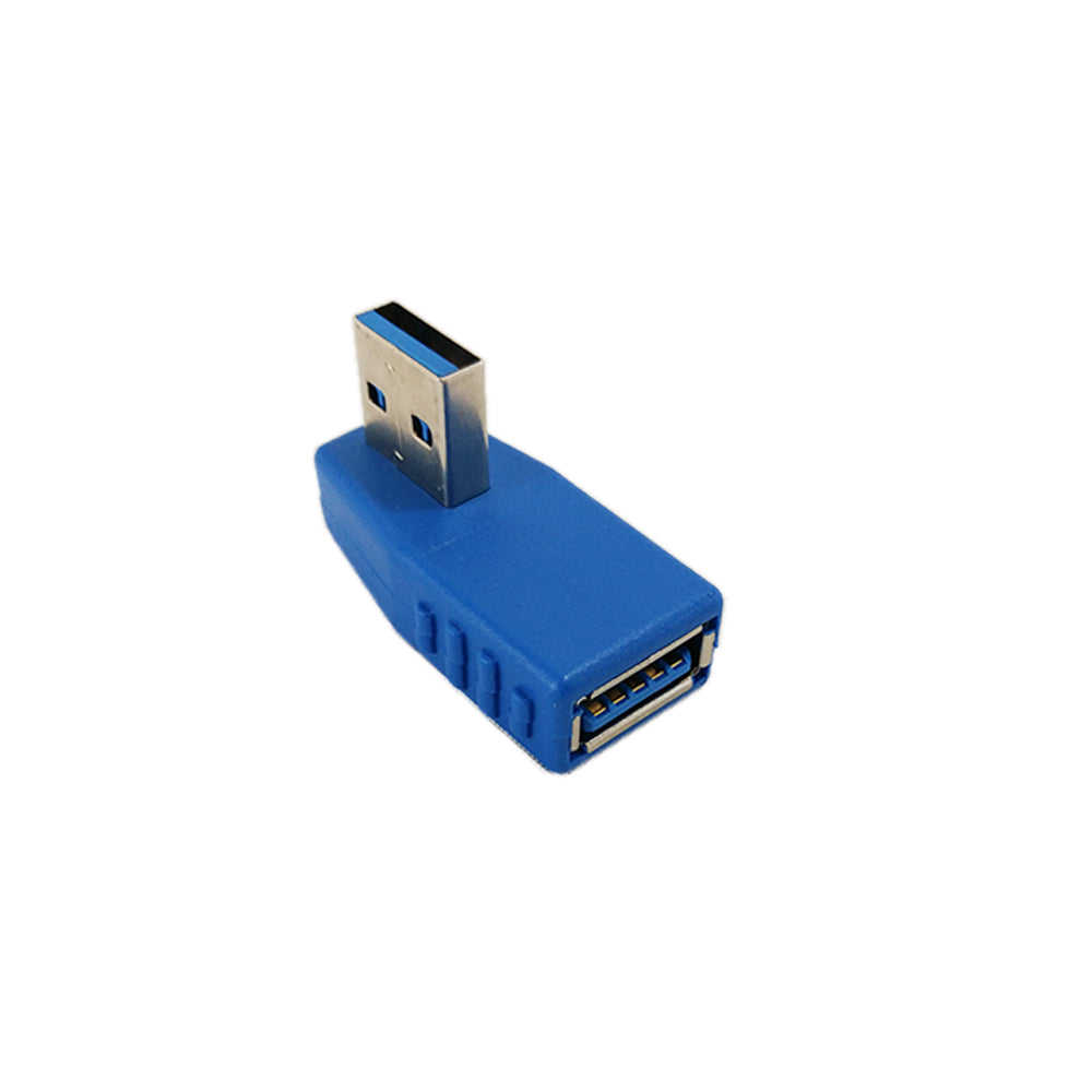USB 3.0 Left Angle A Male to A Female Adapter Blue