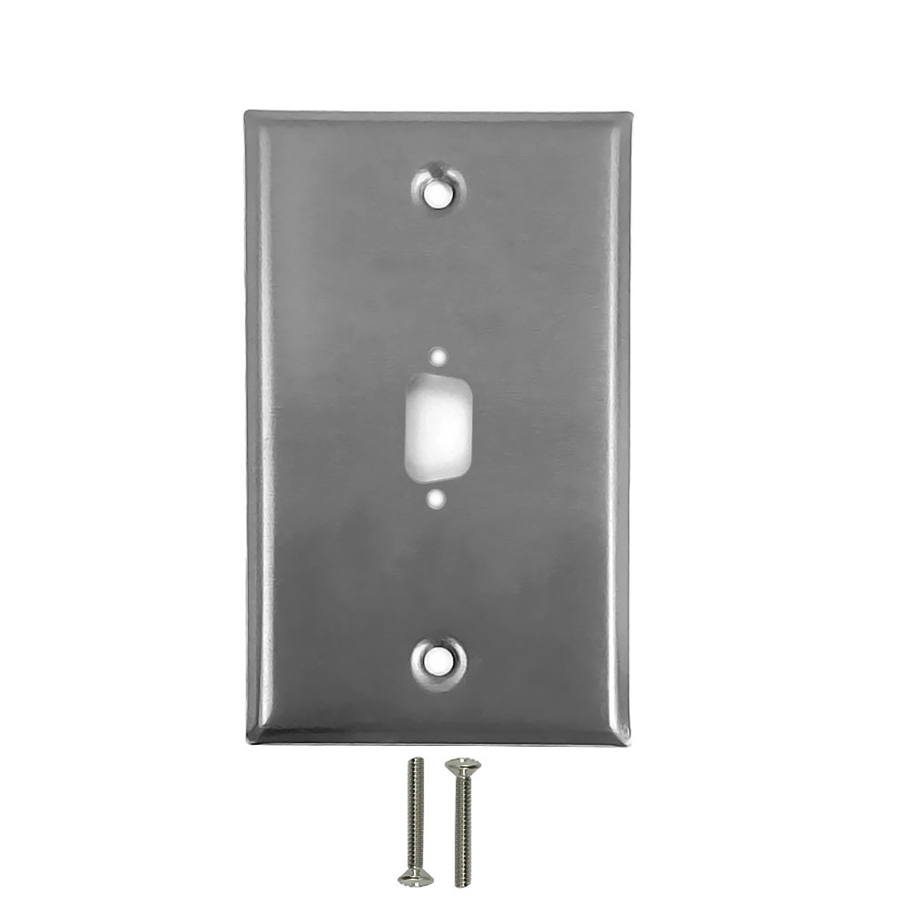 Wall Plate Single Gang 1x Vertical DB9 Hole Stainless Steel