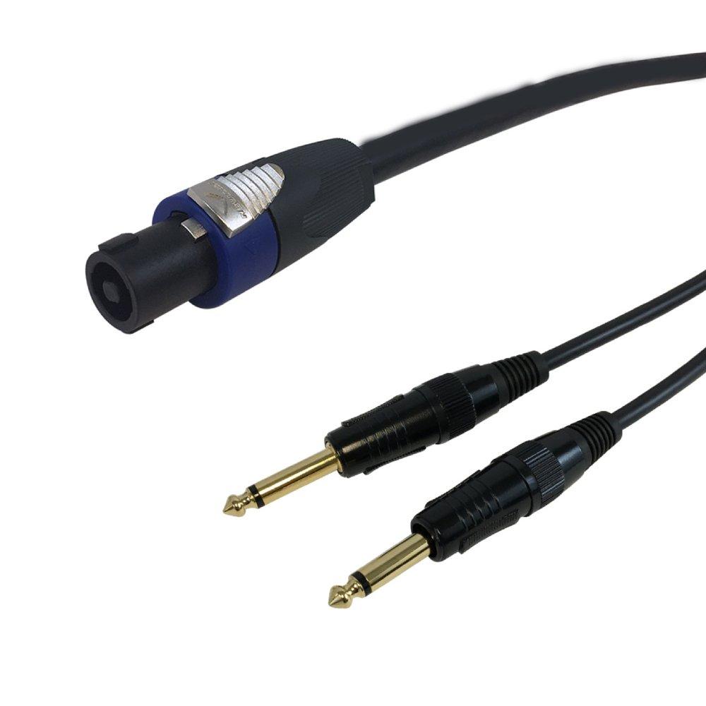 Premium 4 Pole speakON to 2x 1 4 inch TS Speaker Cable FT4 1