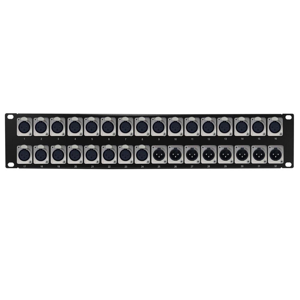 bedab Other Brands Cab PP XLR 24F8M A V Patch Panel 24 Port XLR Female 8 port XLR Male patch panel 19 inch rackmount 2U
