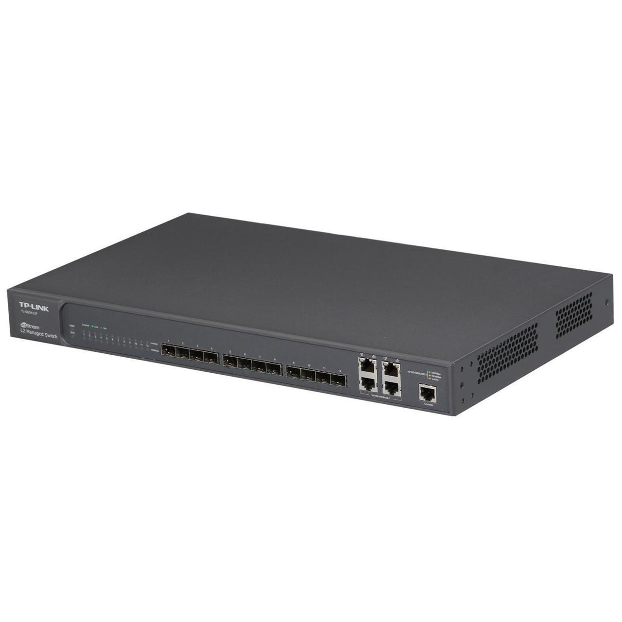 339e3 TP Link TL SG5412F Network Routers Switcher TP Link TL SG5412F JetStream 12 Port Gigabit SFP L2 Managed Switch with 4 Combo 1000BASE T Ports
