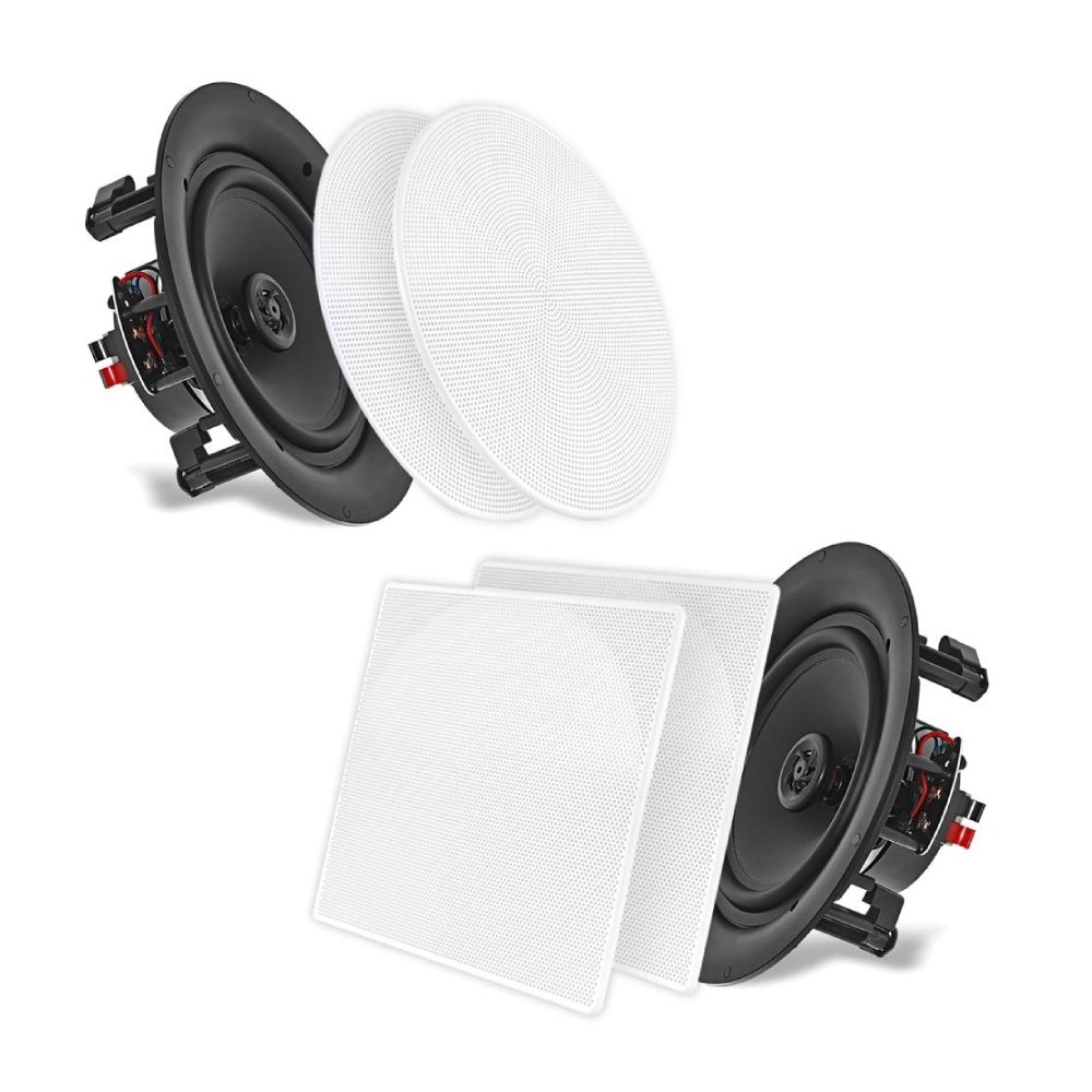 5.25 In Wall   In Ceiling Dual Stereo Speakers 2 Way Flush Mount 150 Watt Pair