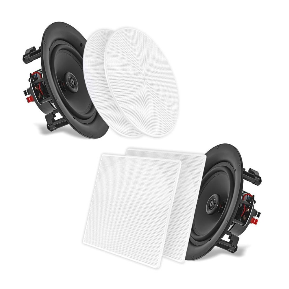 6.5 In Wall   In Ceiling Dual Stereo Speakers 2 Way Flush Mount 200 Watt Pair