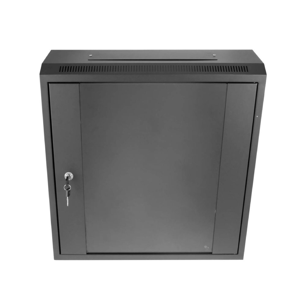 Wall Mount Cabinet 12U x 6″ Depth Glass Door – Black 1