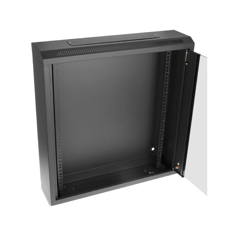 Wall Mount Cabinet 12U x 6″ Depth Glass Door – Black 2