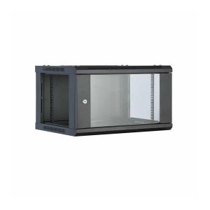 Wall Mount Cabinet 6U x 12″ Depth Glass Door – Black 2