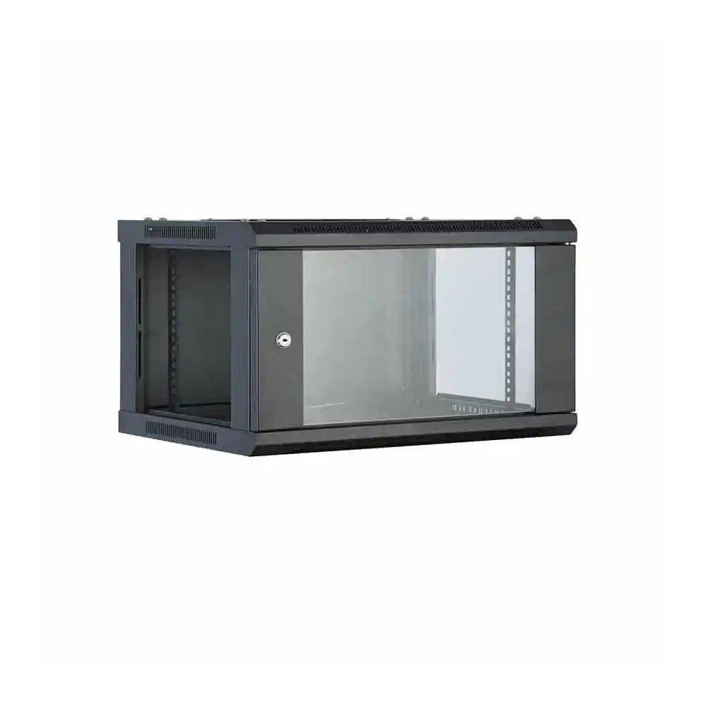 Wall Mount Cabinet 6U x 12″ Depth Glass Door – Black 5