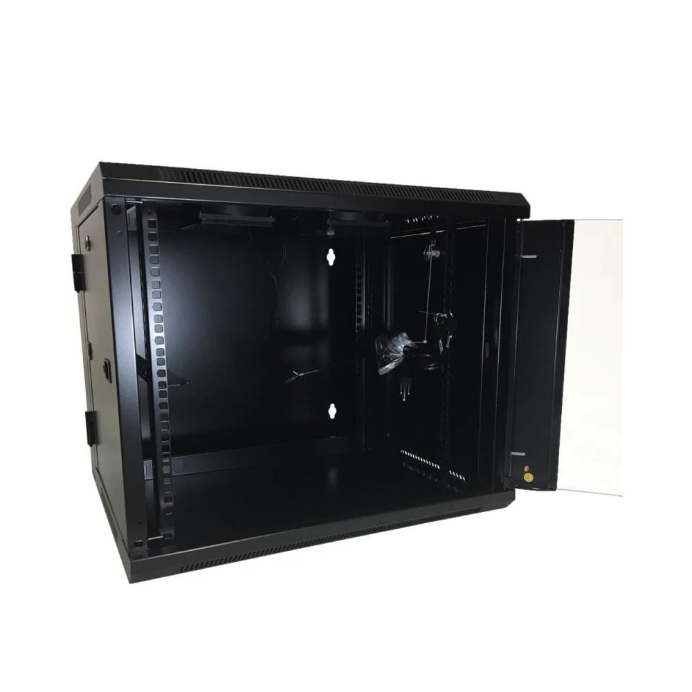 Wall Mount Swing Out Cabinet 9U x 18.5″ Usable Depth – Black