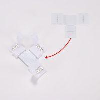 White RGB T Shaped 4 Pins 4 Way Female Connector
