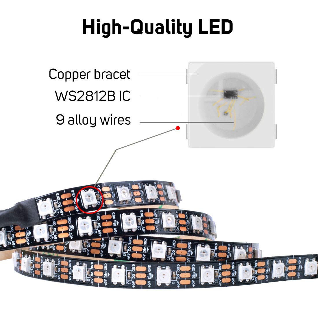 Dream Color Programmable Digital Flexible LED Pixel Rope Light Non Waterproof 4