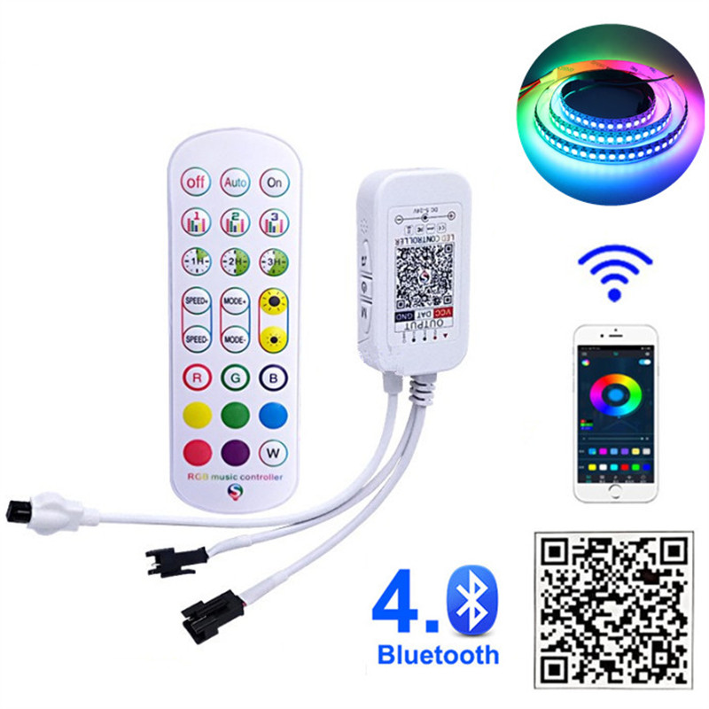 WS2812B Bluetooth Controller For Addressable LED Strip Light WS2811 Dream Color RGB LED Tape 24key IR