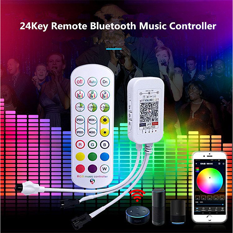 WS2812B Bluetooth Controller For Addressable LED Strip Light WS2811 Dream Color RGB LED Tape 24key IR.jpg 1