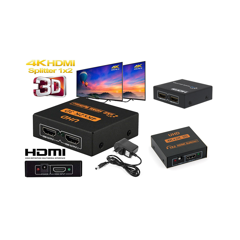 HDMI Splitter 1×2 Video Splitter 4Kx2K 3D full HD 1080P 2160p support 4K 2xPort Black (2)